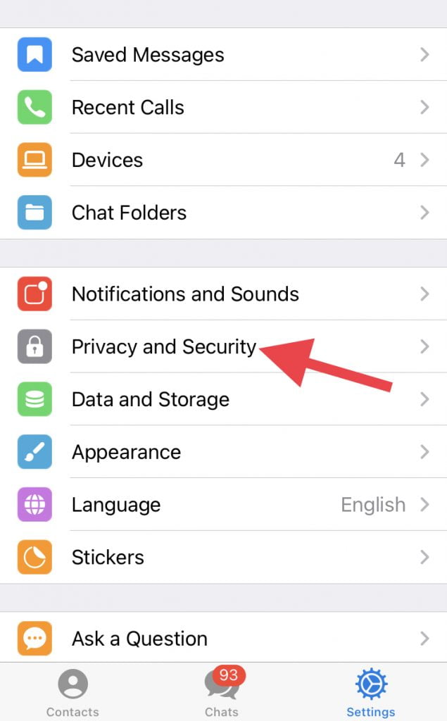 Setting ထဲက Privacy and Security ကို ရွေးလိုက်ပါ